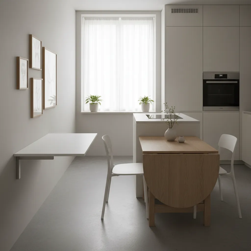 Folding Dining Table vs Drop-Leaf Table: A designer’s honest comparison of folding dining tables and drop-leaf tables for small apartments, tiny homes, and compact dining spaces.