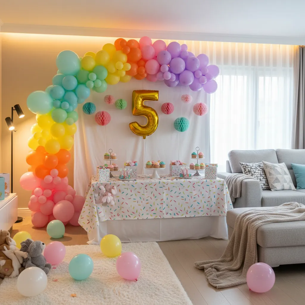 Fondo decorativo con globos para fotos en fiesta infantil