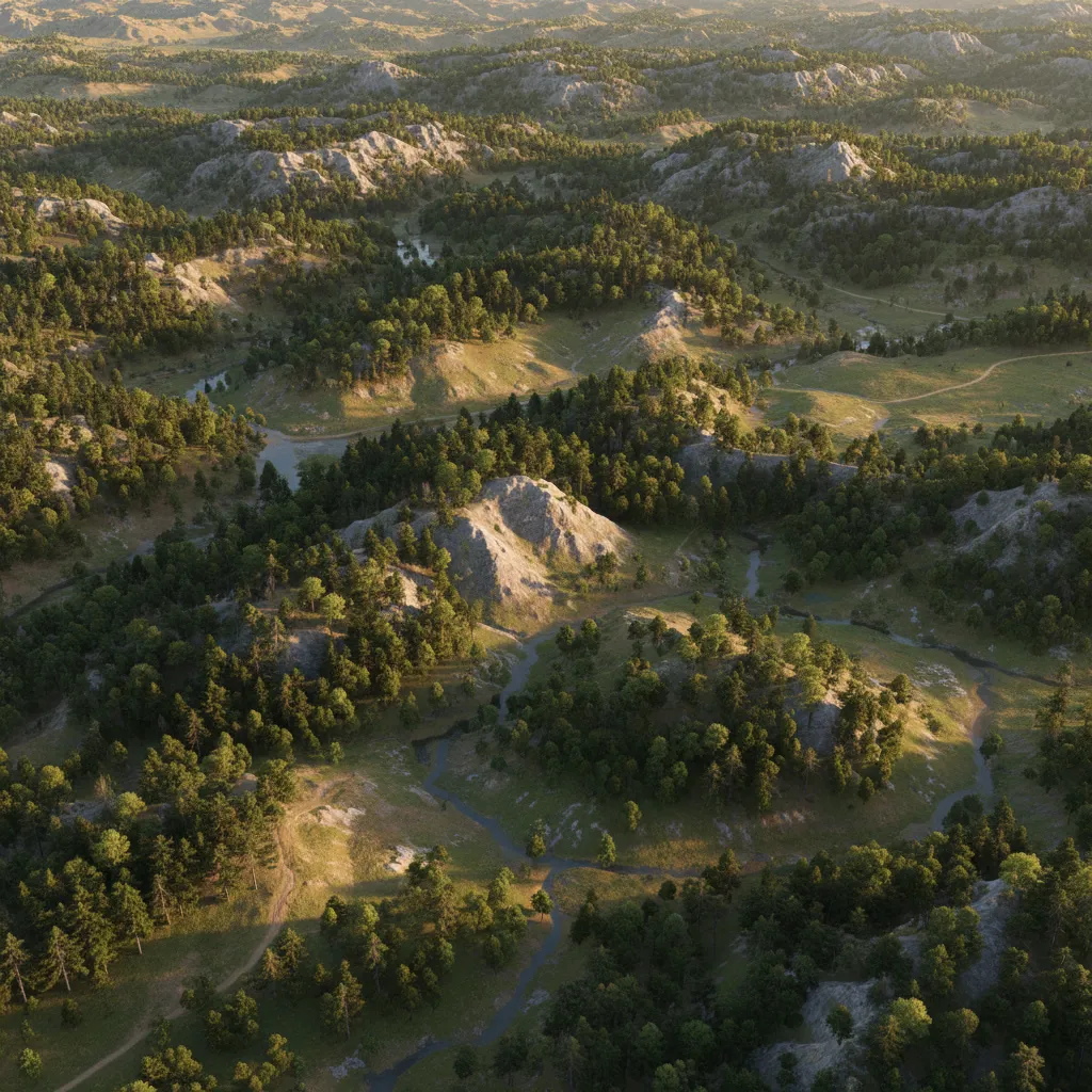 Large scale forest terrain used in simulation and training environments