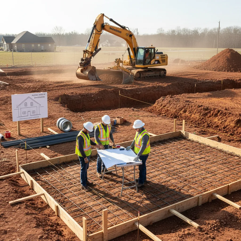 Excavation and foundation work for a residential home showing site preparation costs