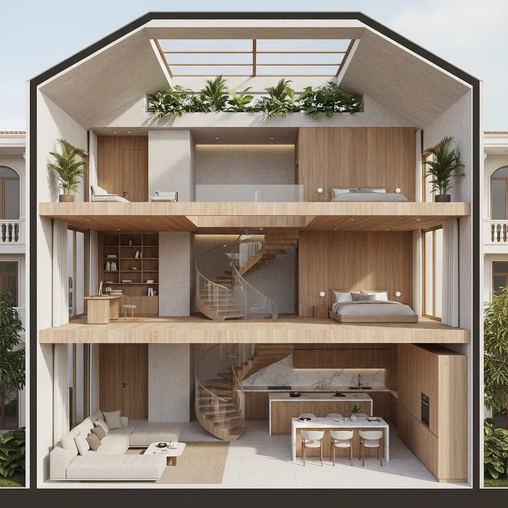 Thiết kế nội thất nhà phố 4 tầng: Bố trí đẹp và tối ưu không gian