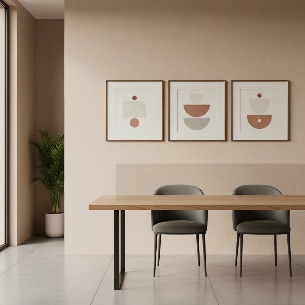 Diagram showing correct picture frame height above a dining table