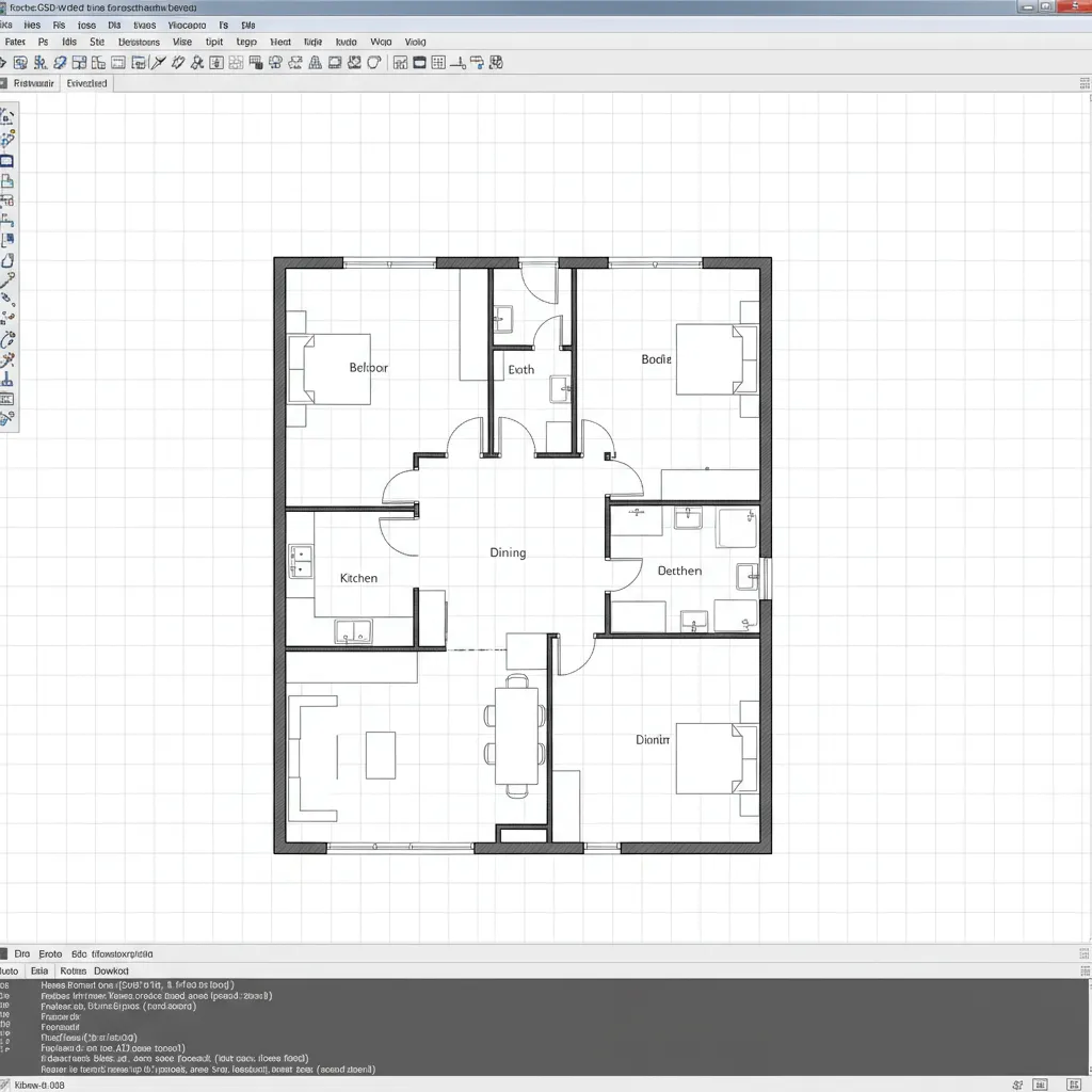 2D floor plan in FreeCAD with doors and windows added