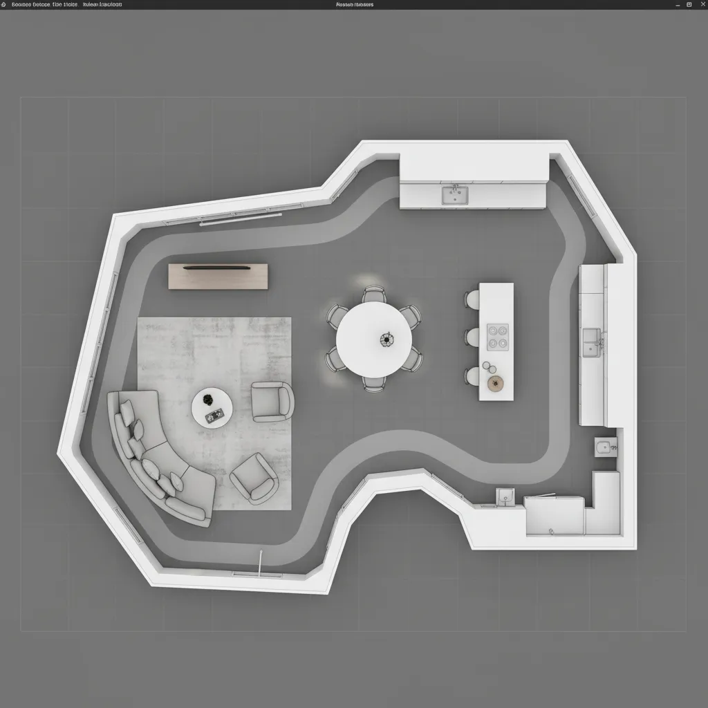 Designer drawing flexible room layout and circulation paths in digital planner