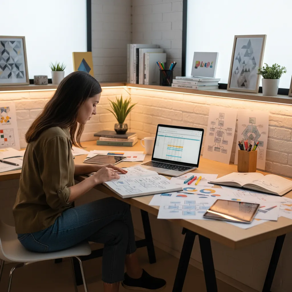 Diseñador planificando fases de pago en un proyecto creativo