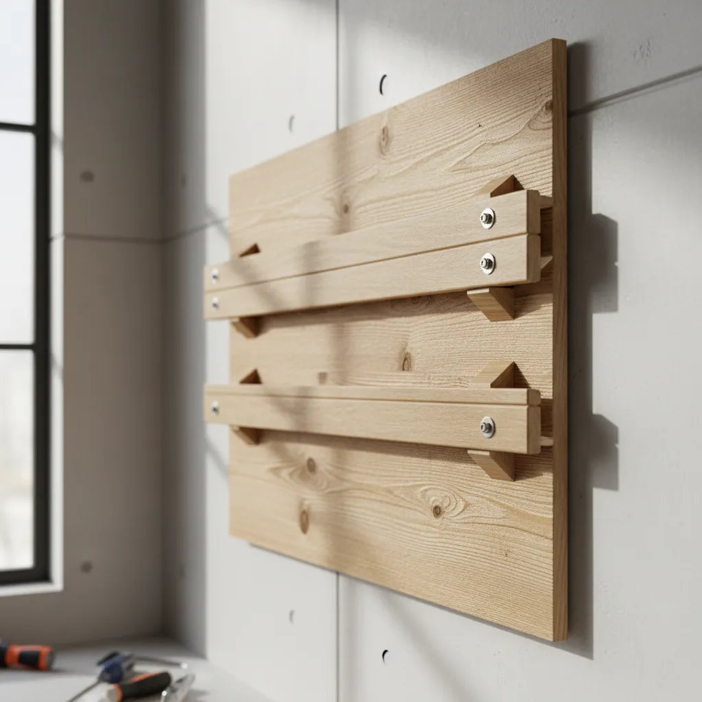 French cleat mounting system supporting heavy wooden wall decor