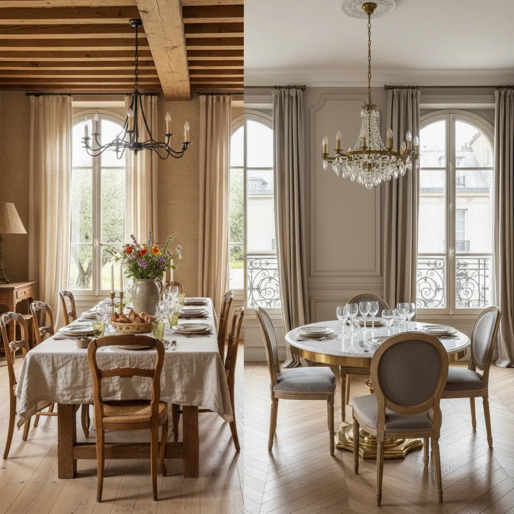 French Country vs Parisian Dining Room Style