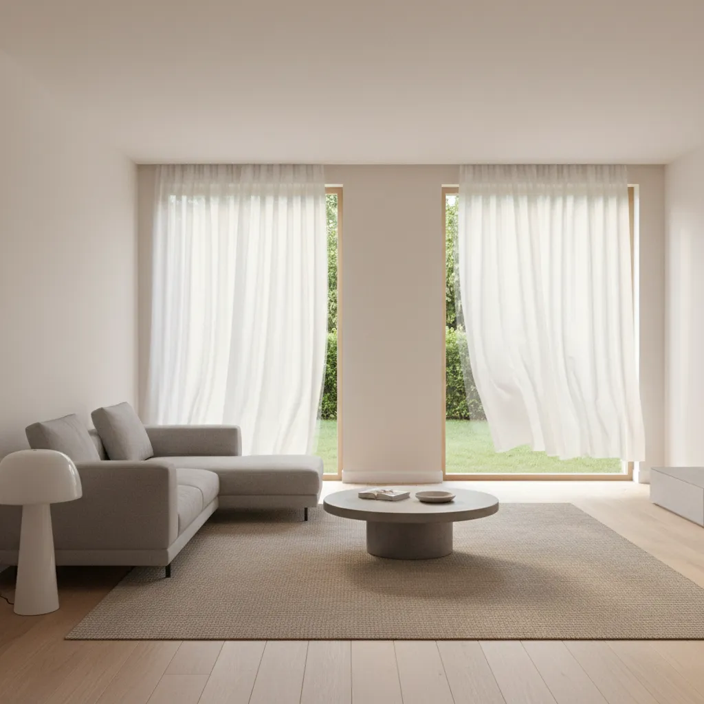 freshly painted living room with open windows allowing airflow