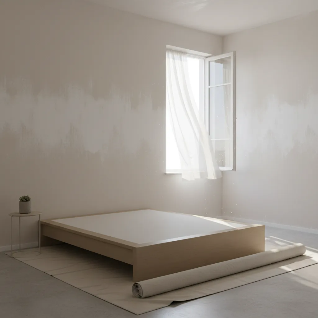 Freshly painted interior room with open windows allowing fresh air circulation