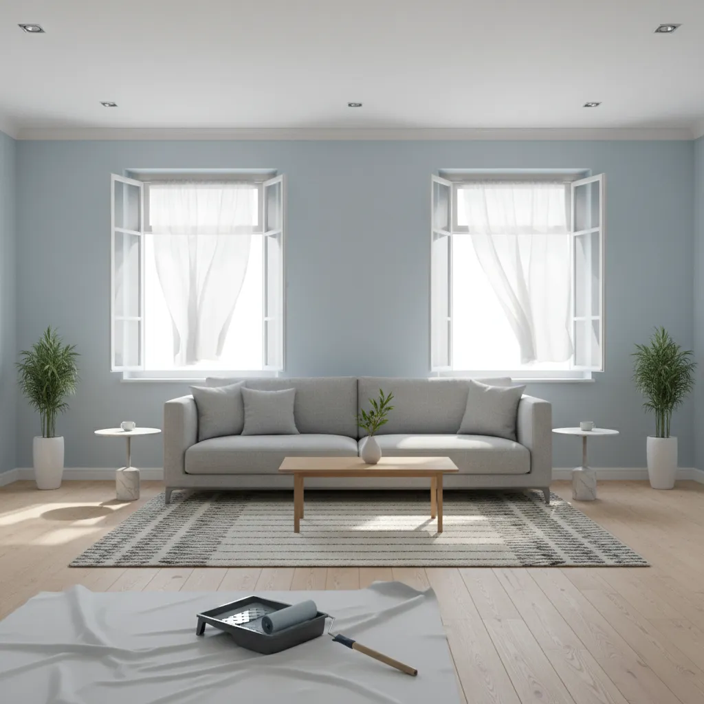 Freshly painted room with windows open for natural ventilation
