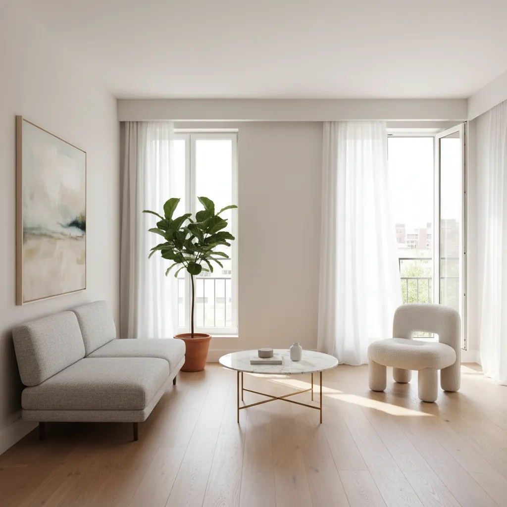freshly painted living room with open windows for ventilation after renovation