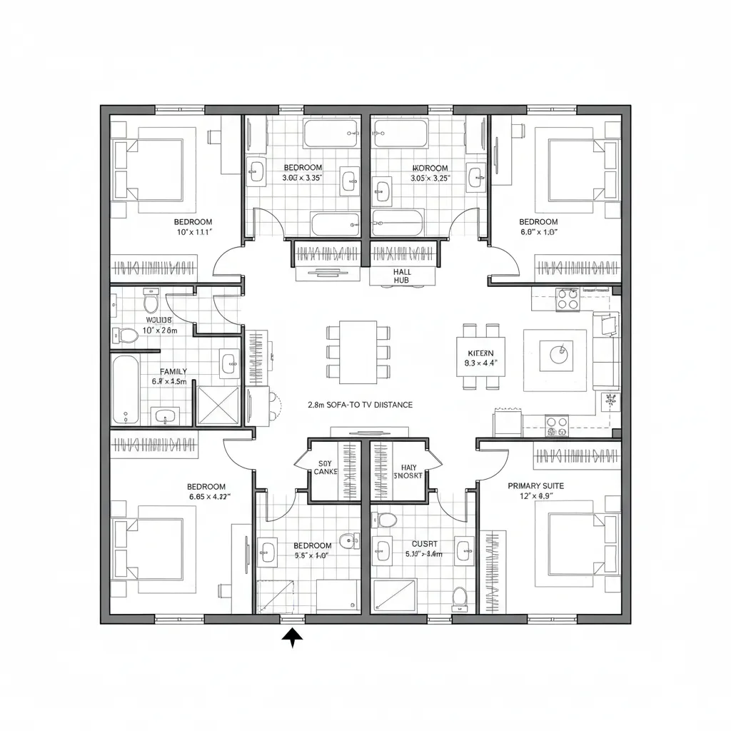 Front–Back Split with Central Spine