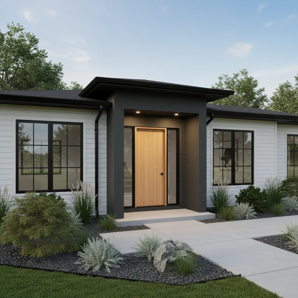 home with neutral exterior and bold accent front door