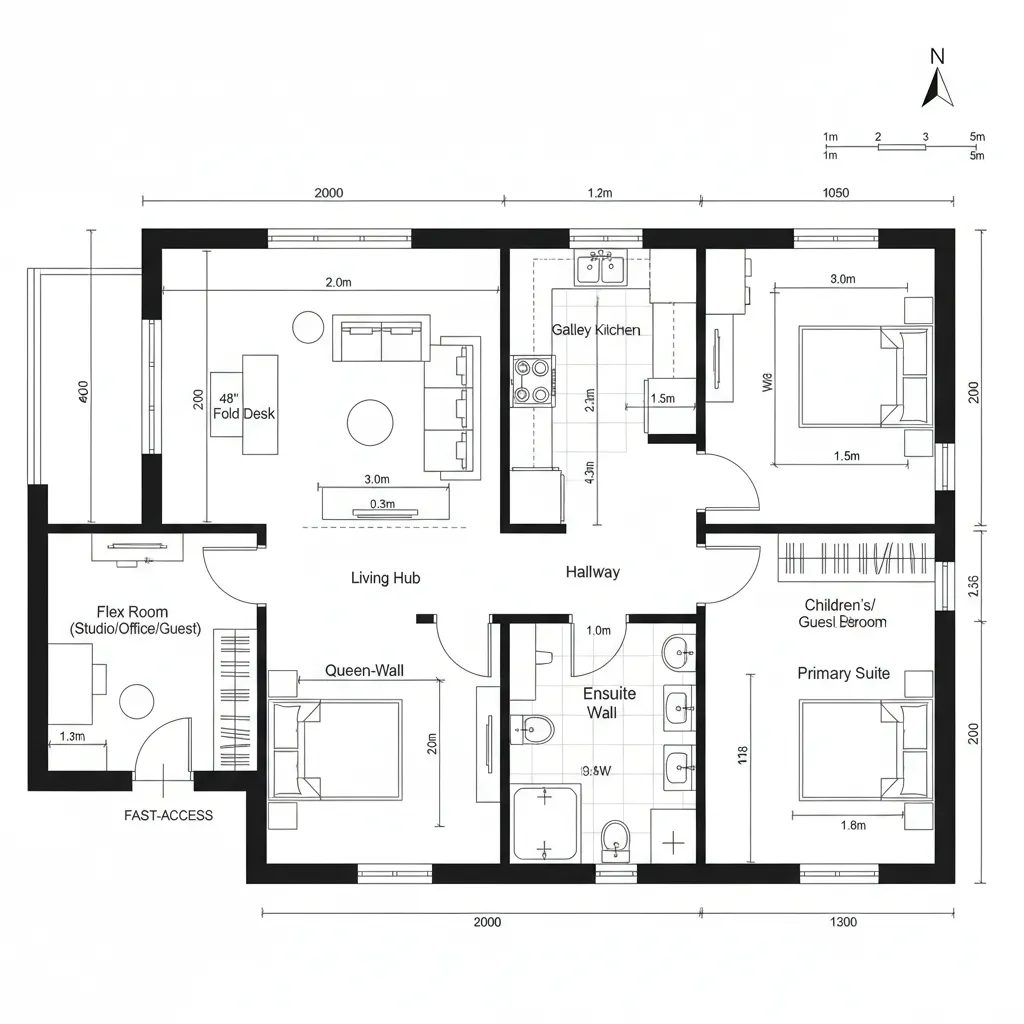 Front Flex Room + Rear Quiet Stack
