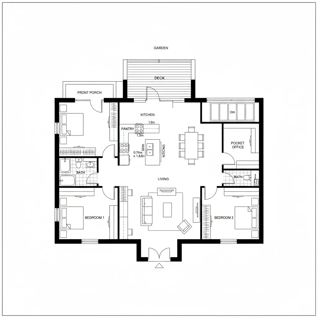 Front-to-Back Axis: Porch, Core, Garden