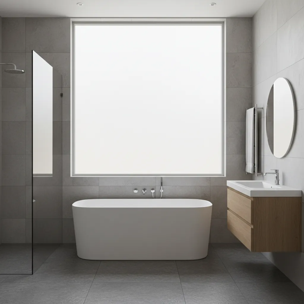 Bathroom window with frosted glass for privacy