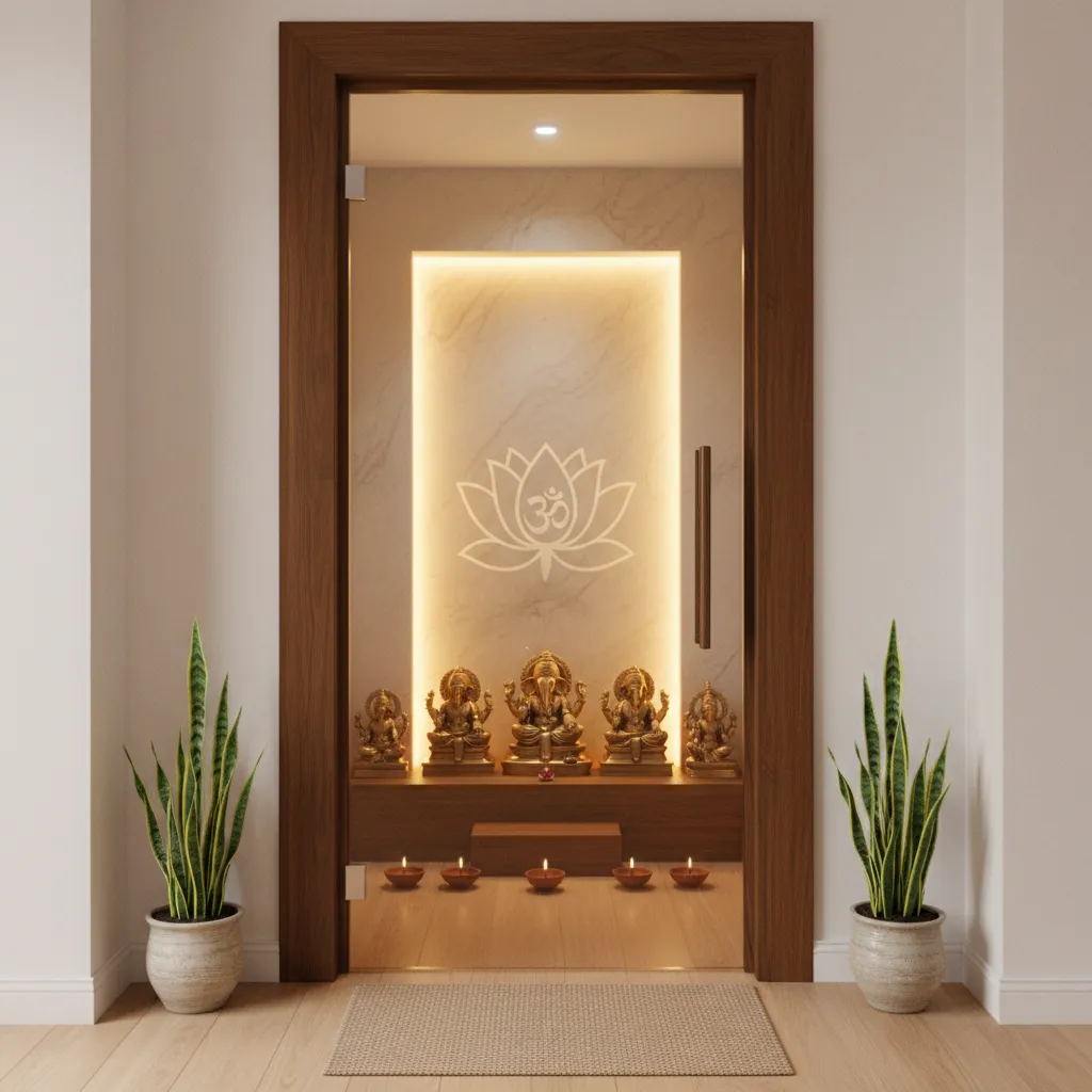 Frosted Glass Pooja Room Glass Door Design Ideas