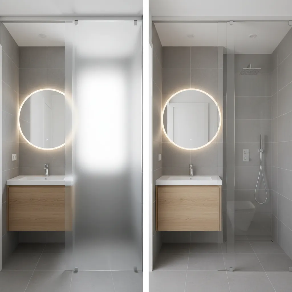 Frosted Glass vs Clear Glass Bathroom Doors: Cost, Privacy, and Design Comparison
