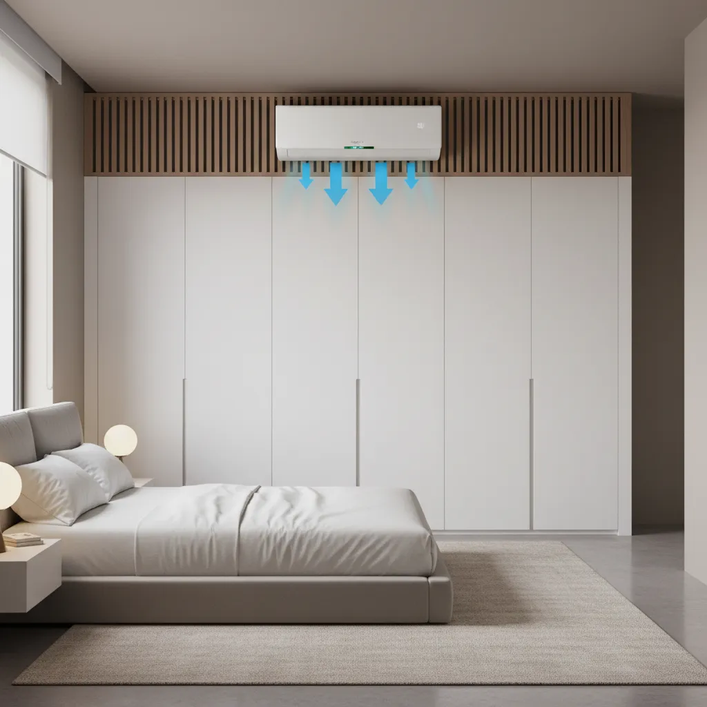 Bedroom wardrobe blocking airflow from wall mounted air conditioner