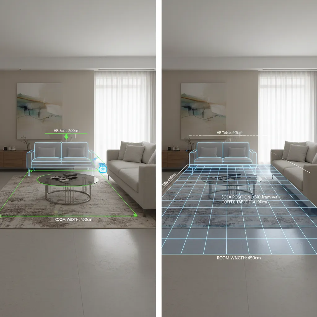 Comparison between AR furniture placement and measured 3D layout accuracy