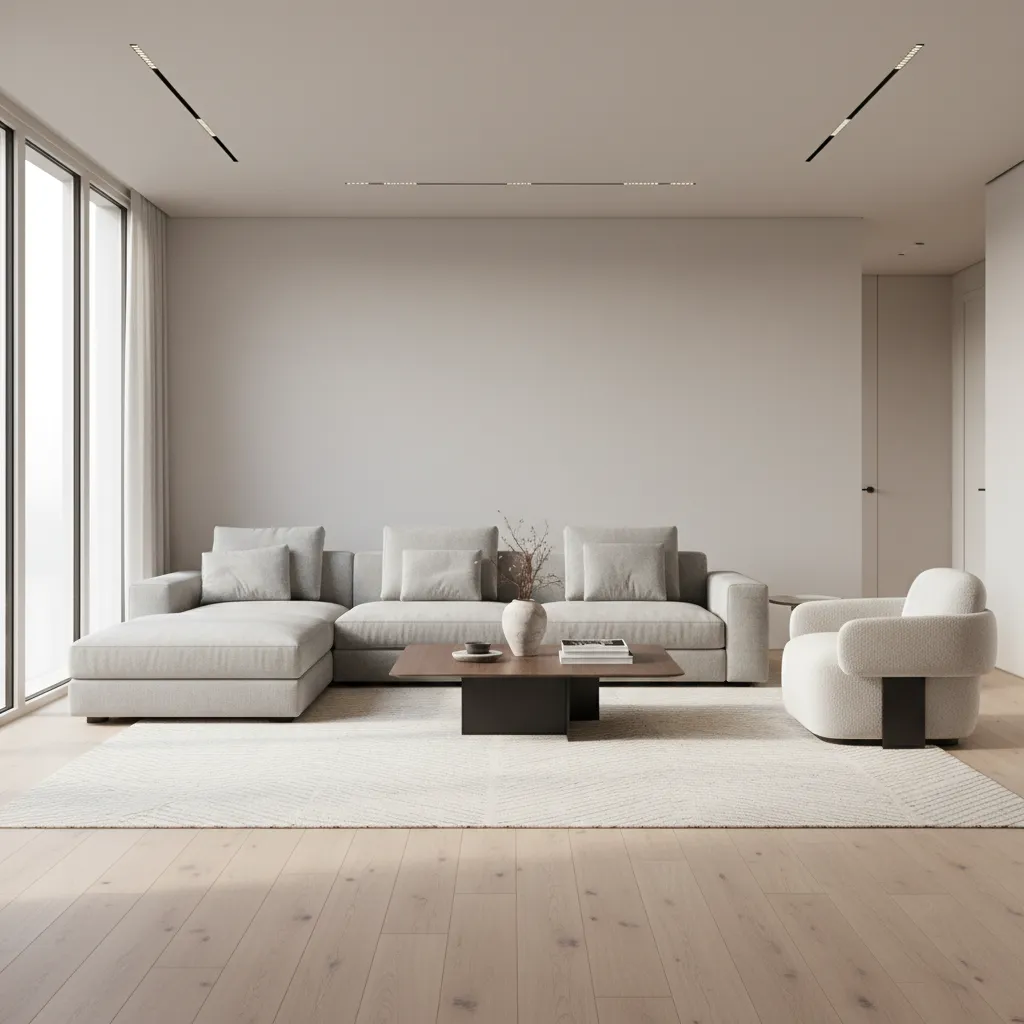 3D visualization of furniture layout planning inside a living room