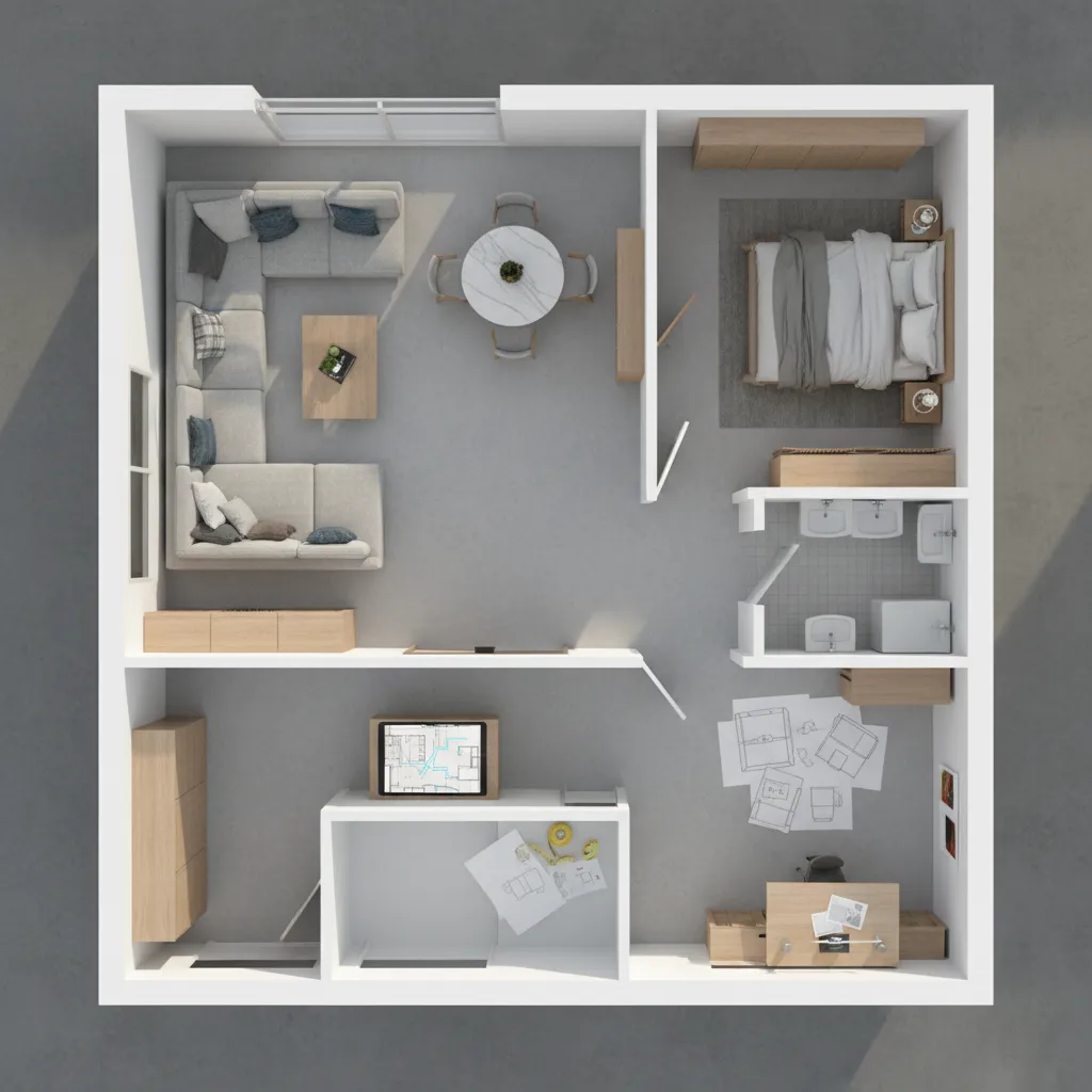 top down layout planning furniture placement before moving into a new home