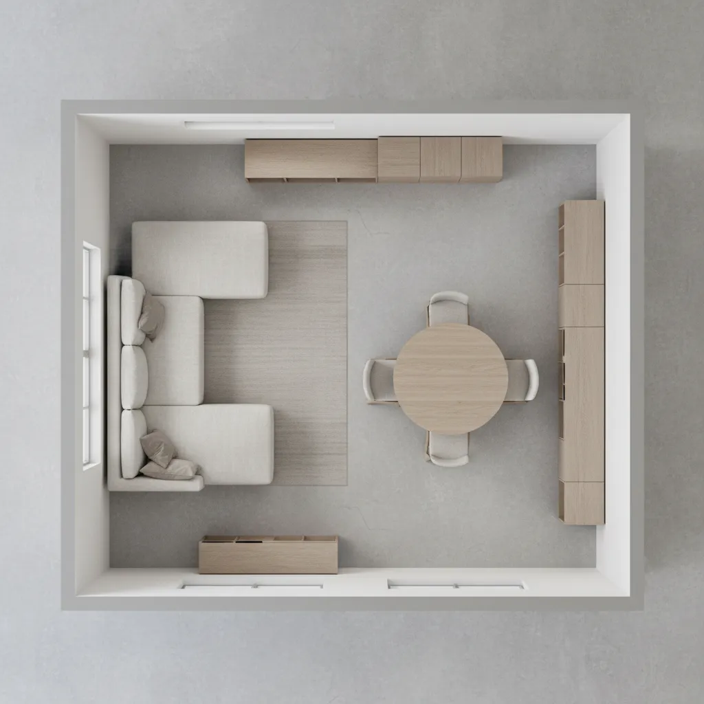 Furniture layout planning using a floor plan before buying furniture online