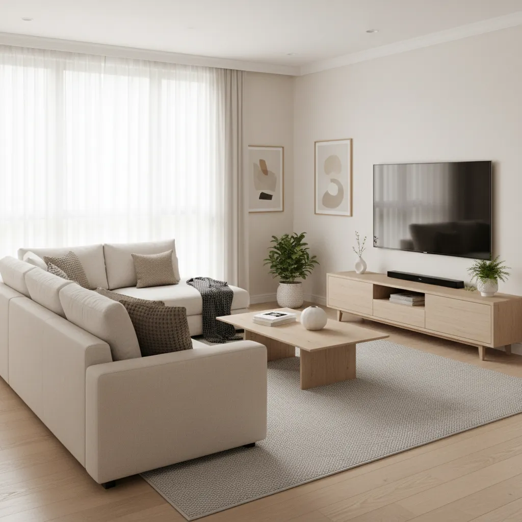 3D interior room layout with furniture arranged using floor plan software