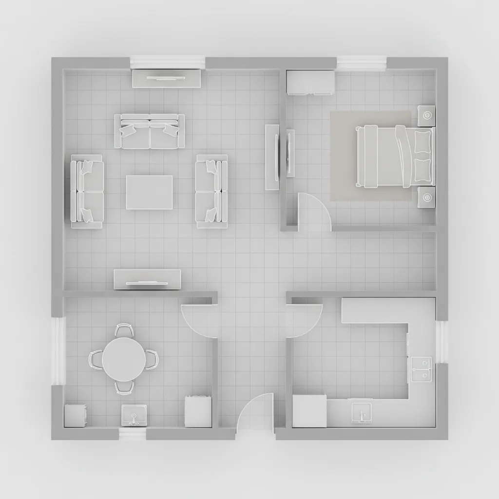 Testing furniture placement inside a digital floor plan layout