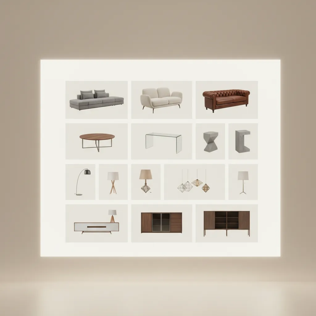 Large digital furniture library used inside interior design software