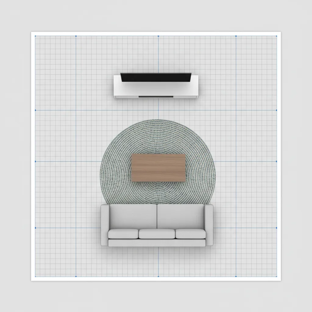 placing furniture in digital living room floor plan layout