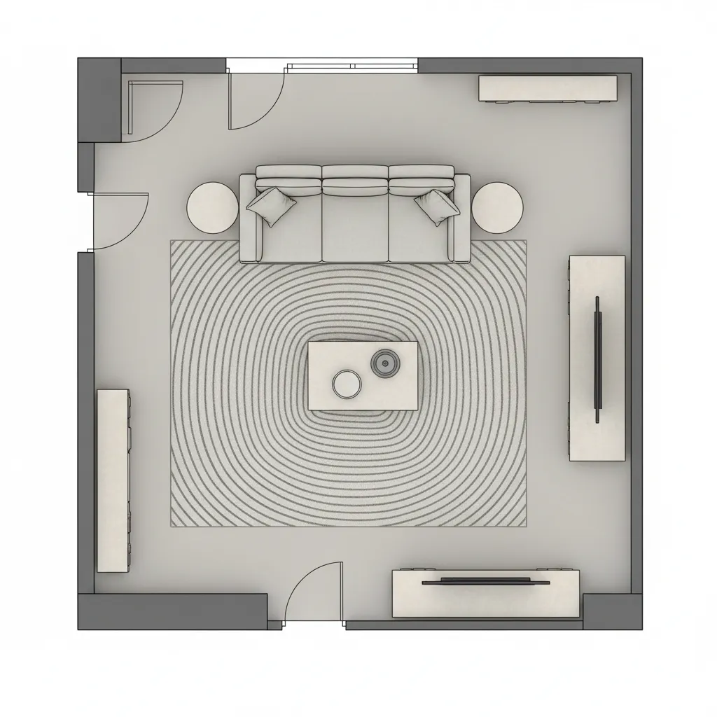 Floor plan showing furniture placement within a living room layout