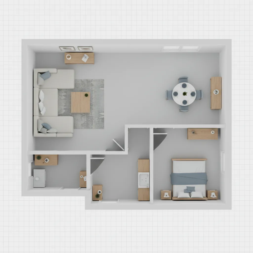 Testing furniture placement inside a digital room floor plan