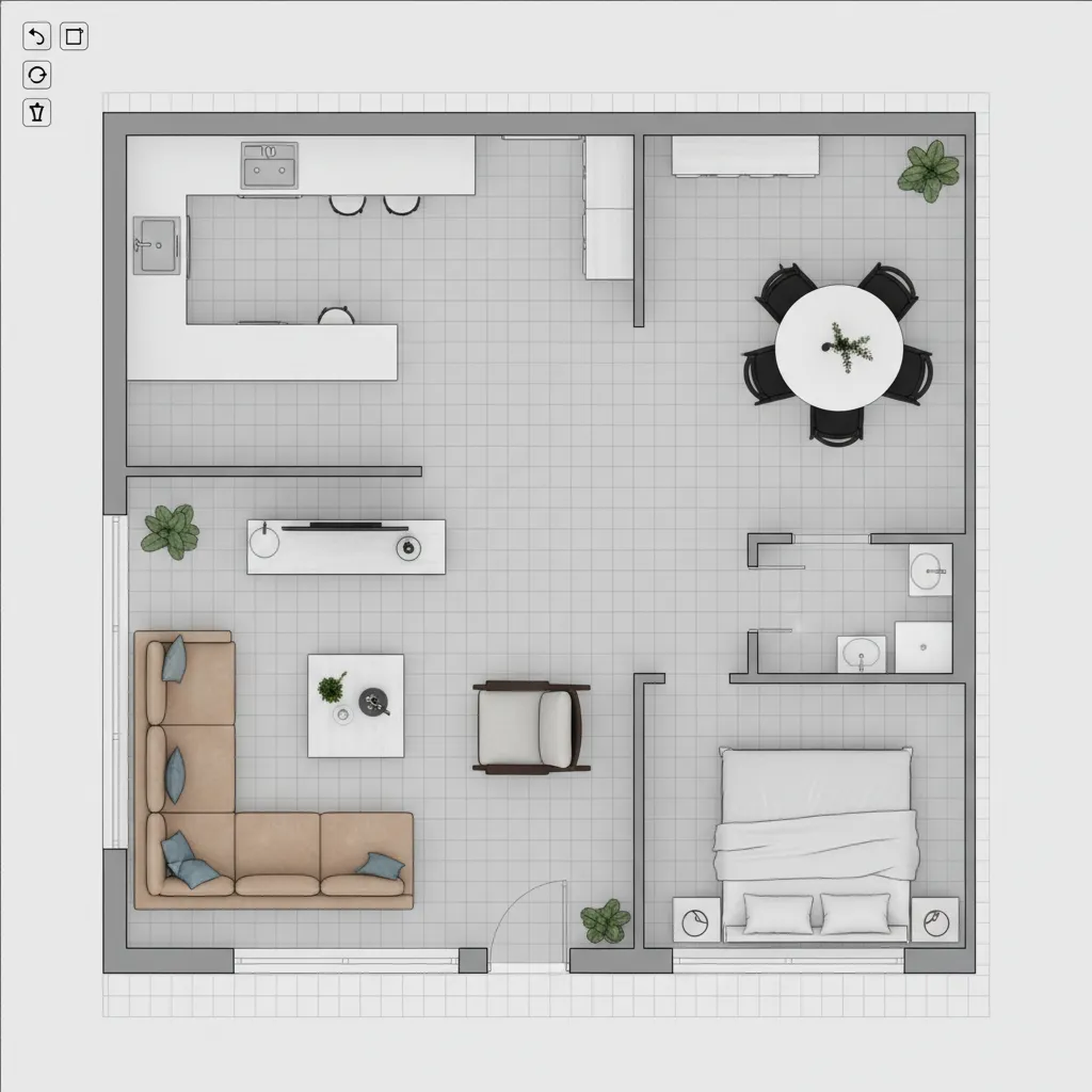 drag and drop furniture placement inside a digital floor plan layout