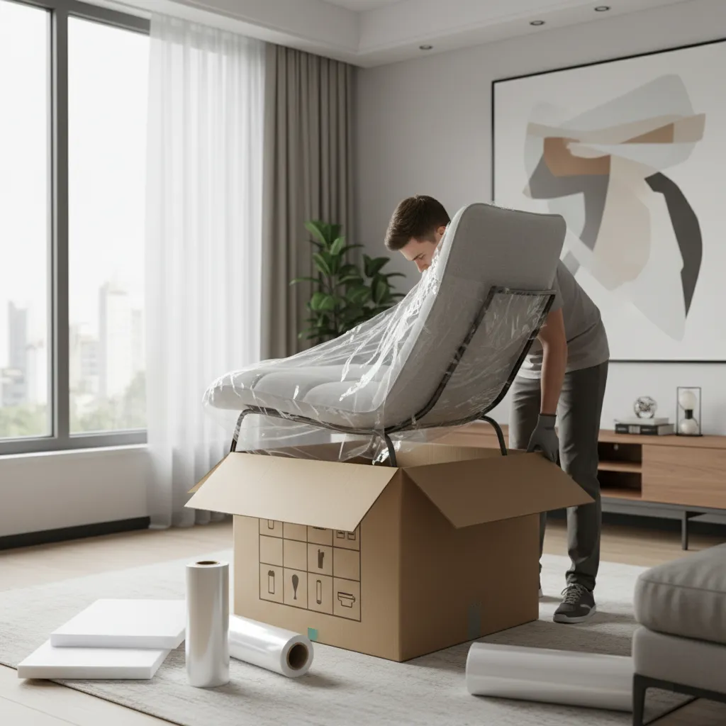 Furniture item carefully repacked in original box for return shipping