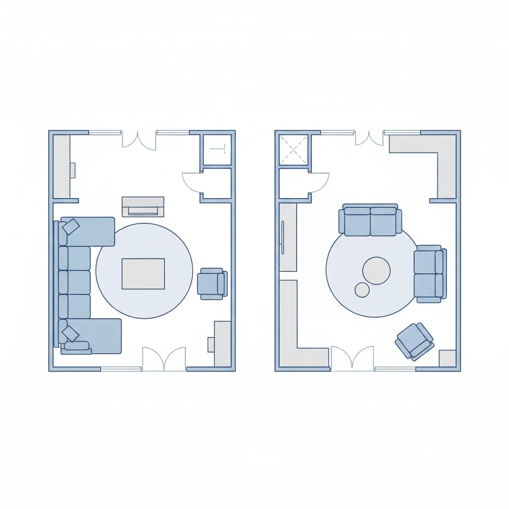 floor plan showing different furniture sizes compared inside the same room