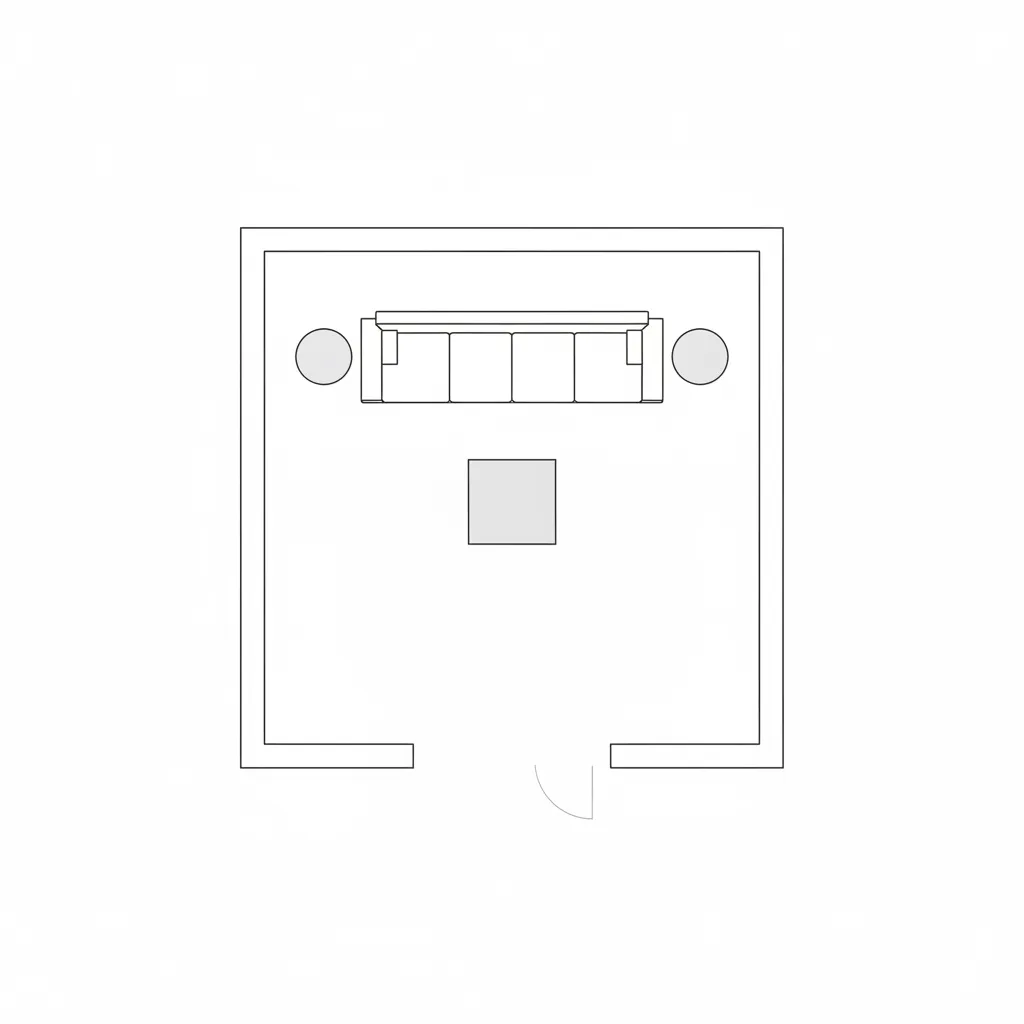 Diagram showing correct spacing between sofa coffee table and walkways