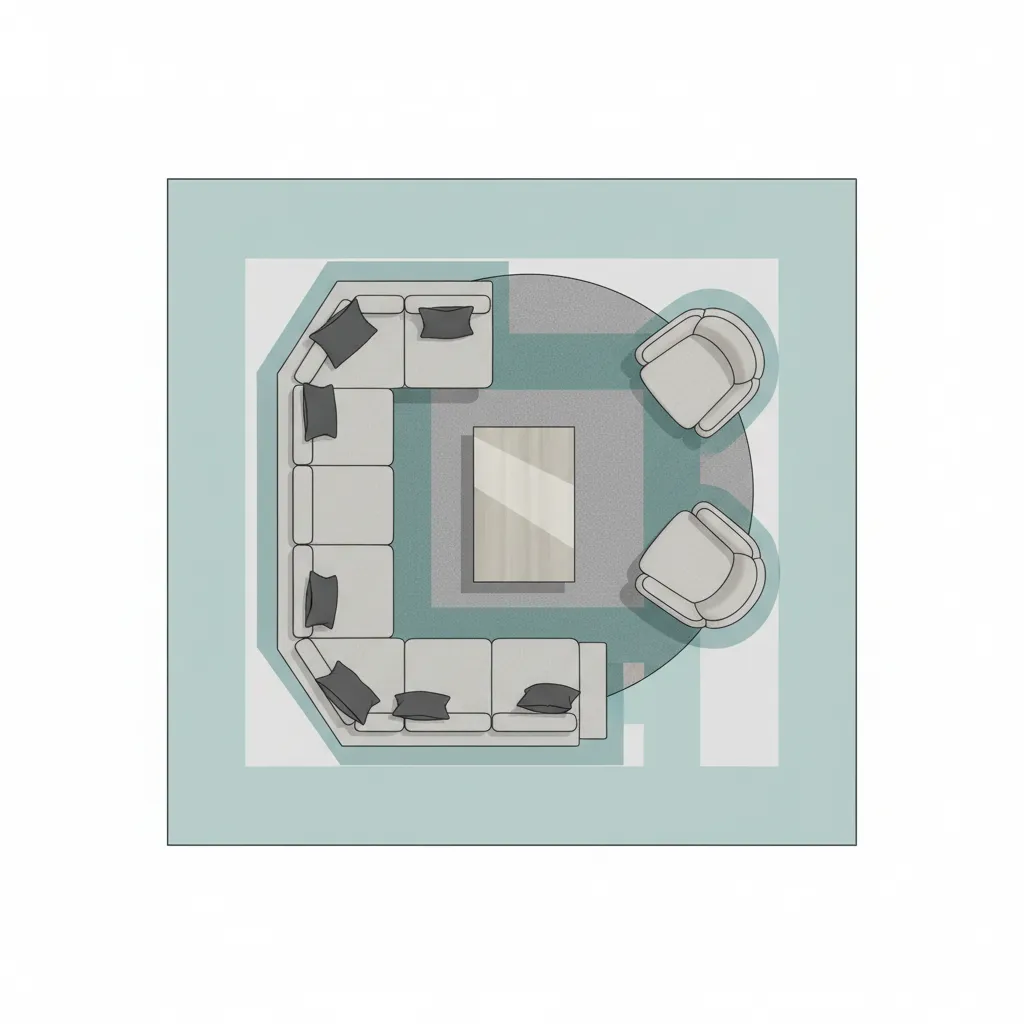 floor plan showing proper walking space around furniture layout
