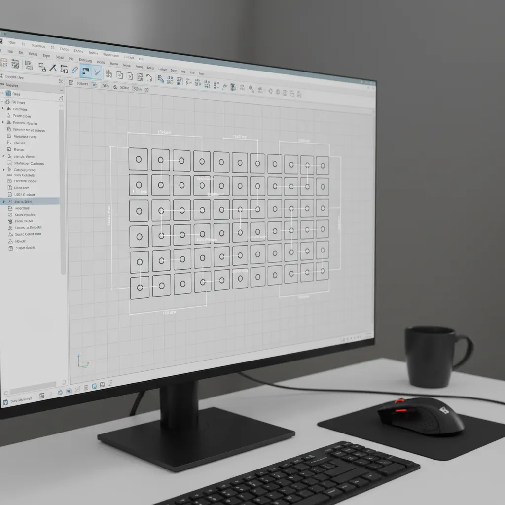 parametric CAD keyboard design grid with switch spacing layout