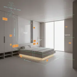 Rendering a Bedroom Floor Plan with Human Figures