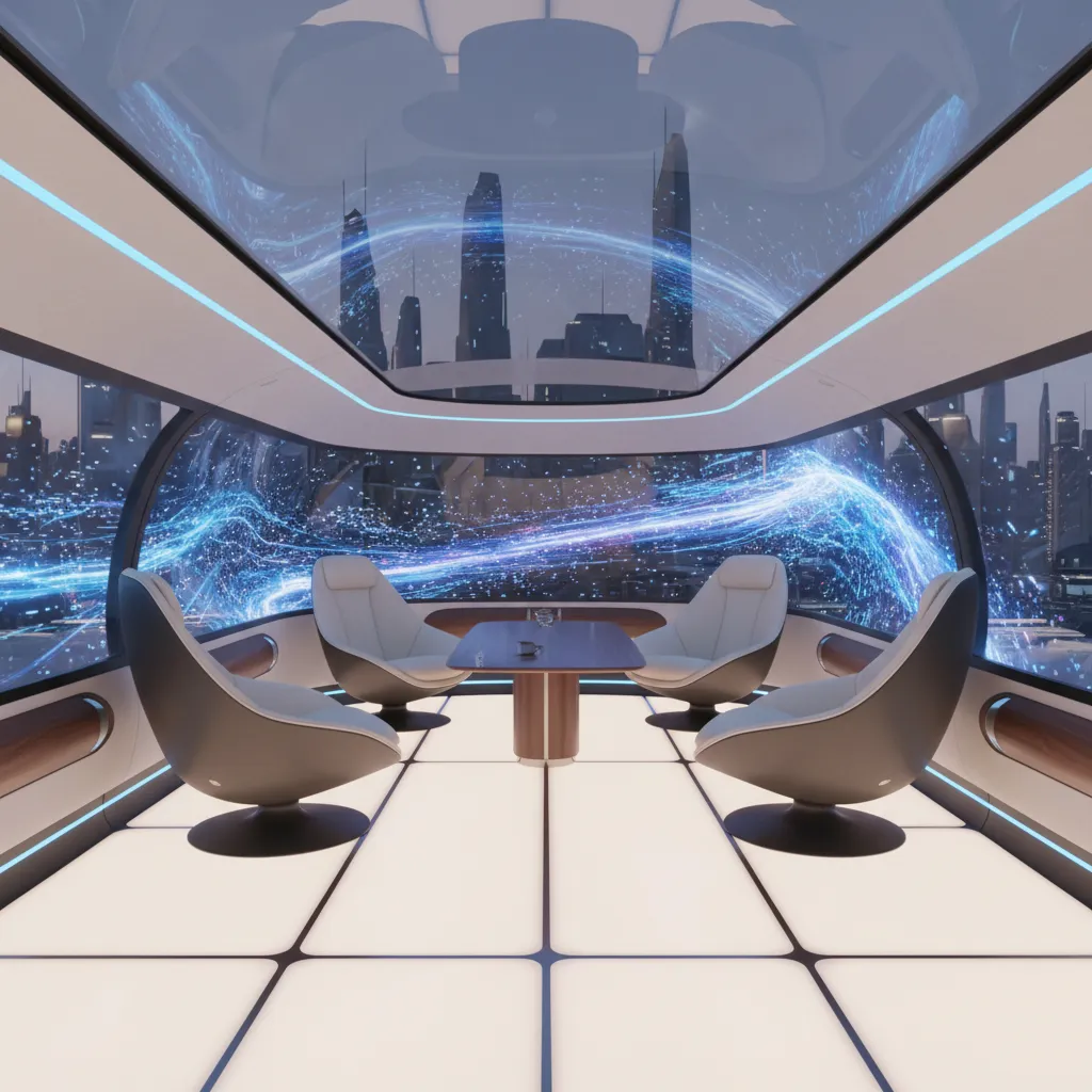 Concepto futurista de interior de vehículo autónomo