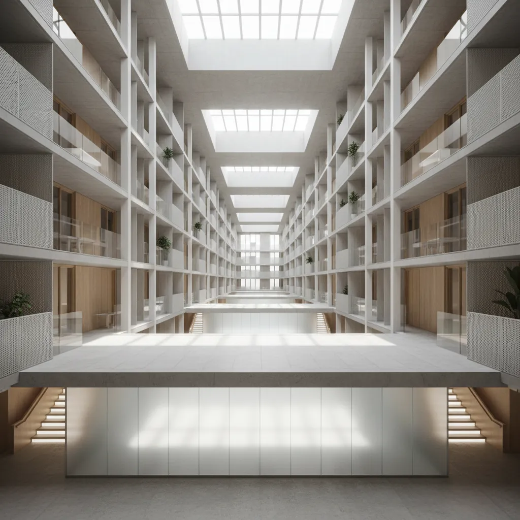 Multi-Storey Layout with Double-Loaded Corridor: Programming vertical life where circulation becomes a bandwidth for future living