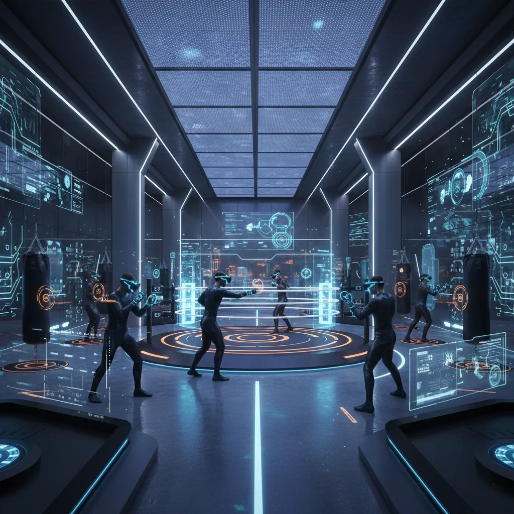 advanced VR boxing training environment with digital overlays and smart gym layout