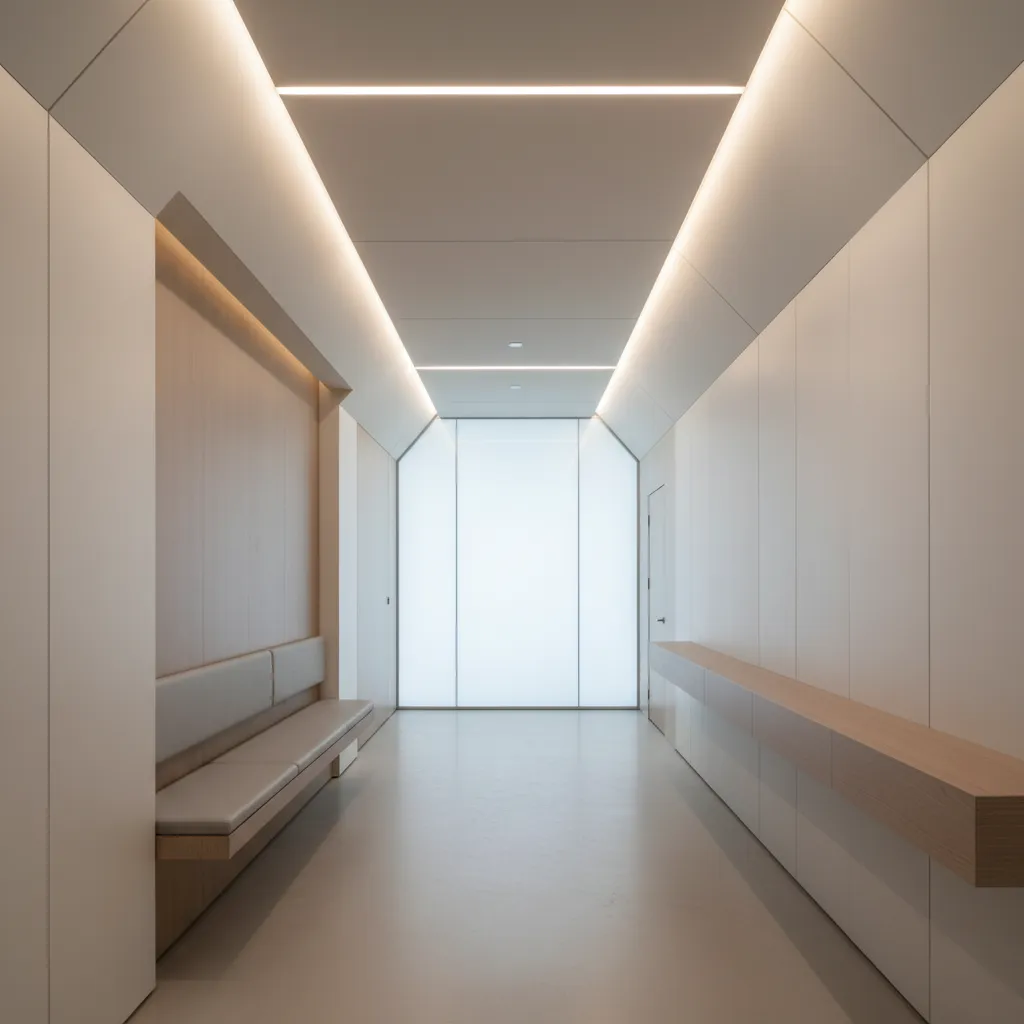 Sistema de iluminación LED indirecta en interior moderno