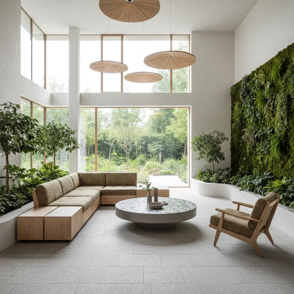 Interior moderno con enfoque sostenible