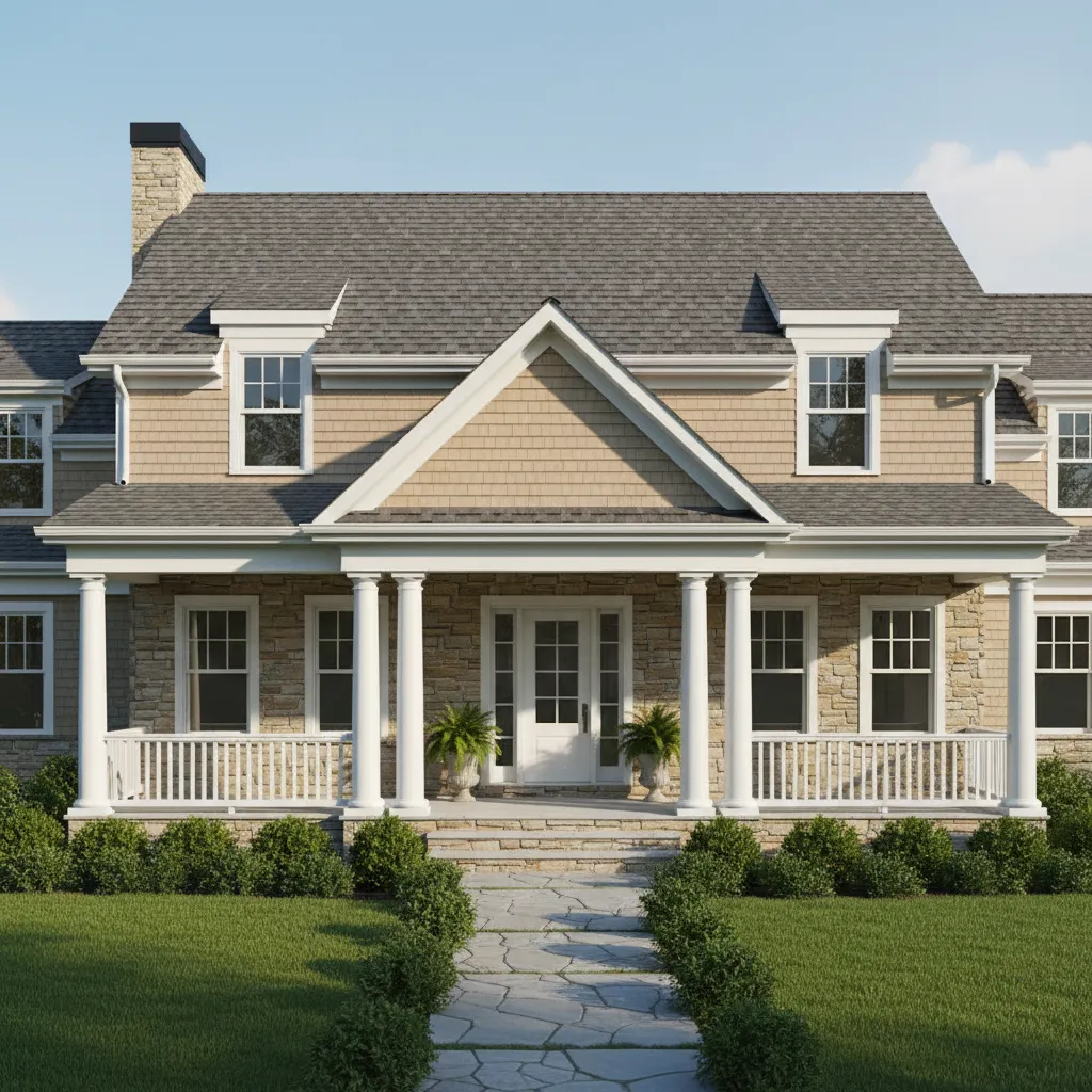 Classic gable porch roof with triangular peak