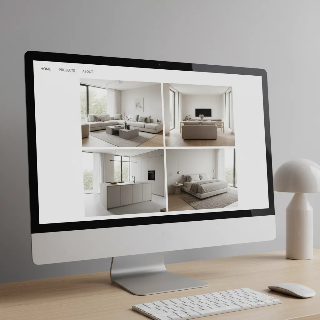 Galería visual de proyectos de interiorismo en una web moderna