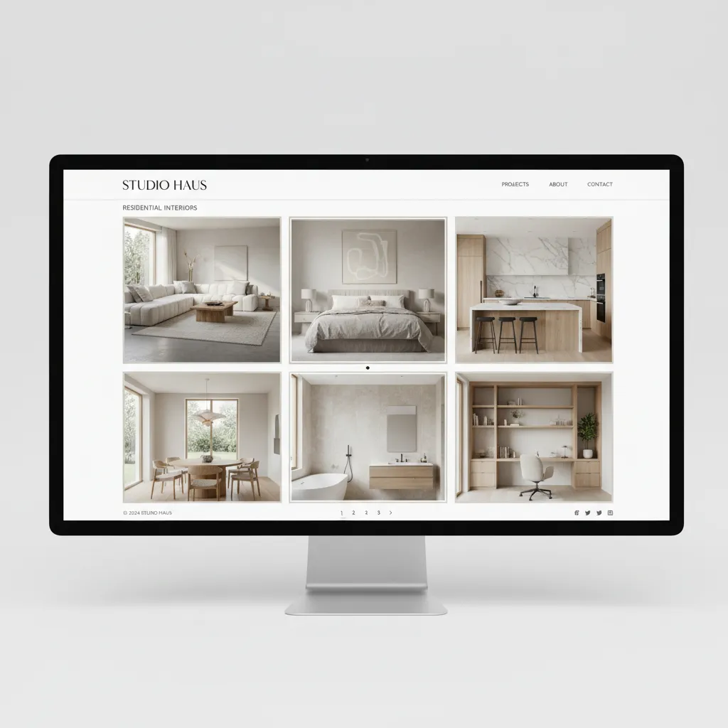 Galería web de proyectos de interiorismo organizada en mosaico