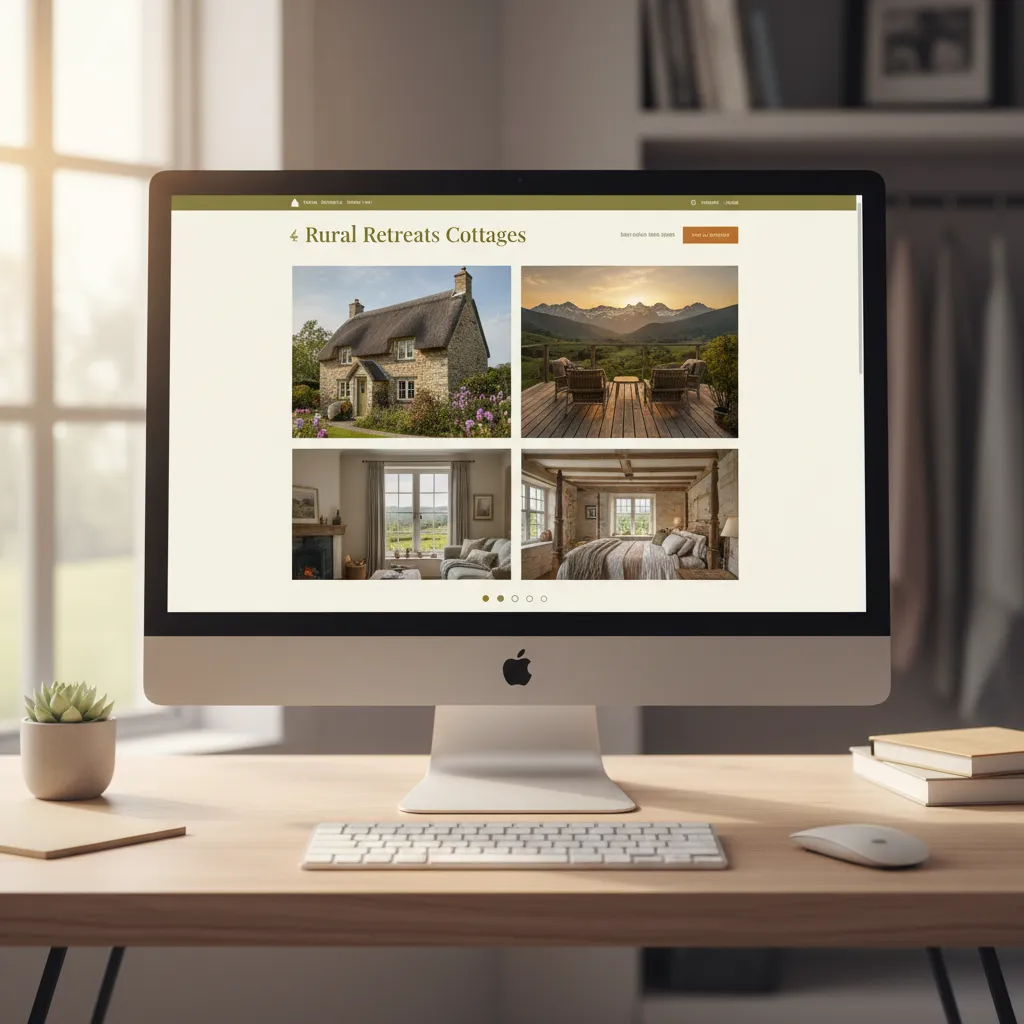 Galería de imágenes de una casa rural mostrada en una página web