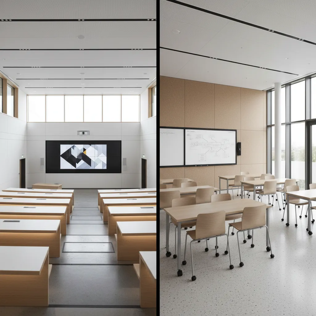 Gallery Seminar Hall vs Flat Seminar Room Comparison